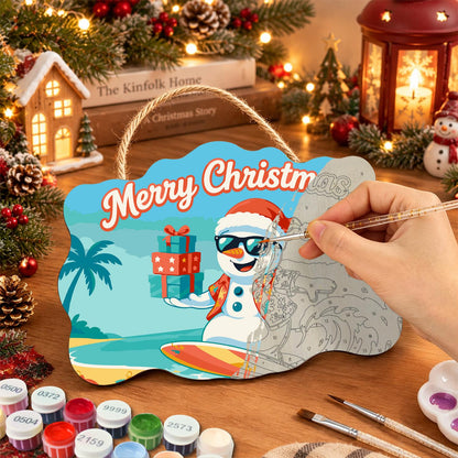 Wave-Riding Snowman Delivery paint by numbers hanging sign – image 7