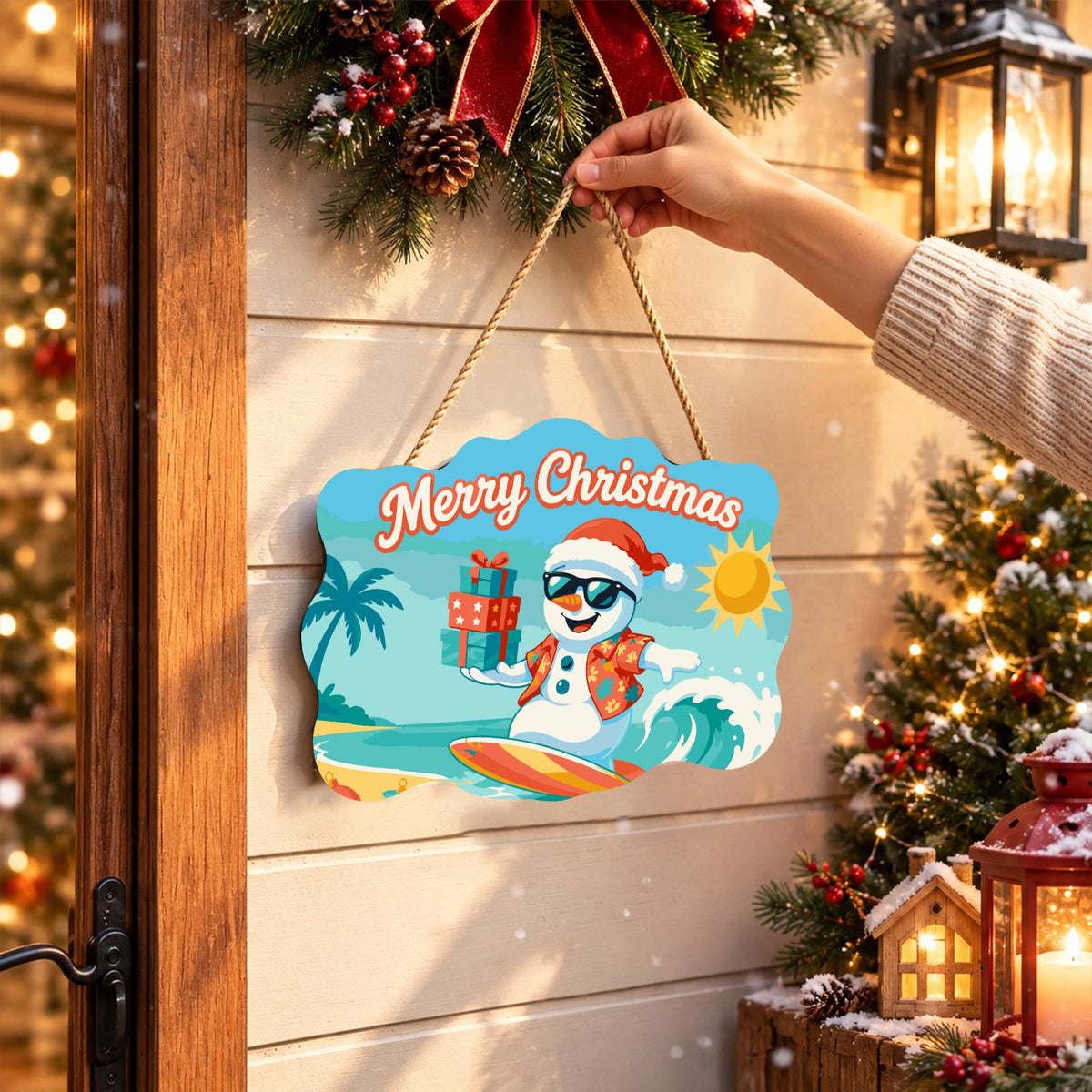 Wave-Riding Snowman Delivery paint by numbers hanging sign – image 14