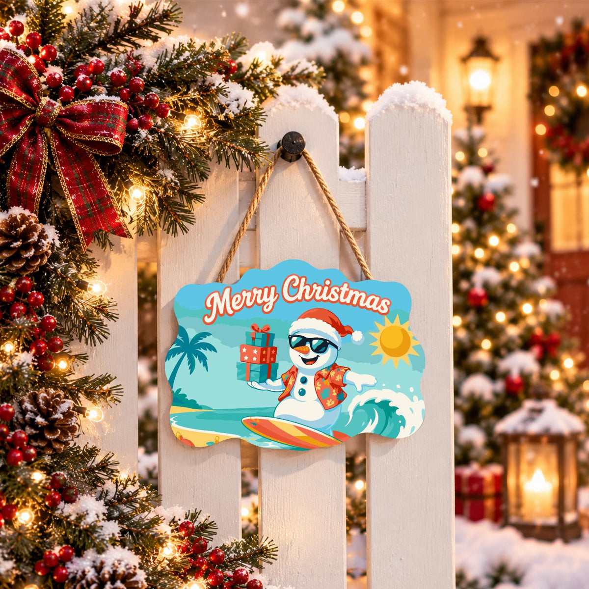 Wave-Riding Snowman Delivery paint by numbers hanging sign – image 15