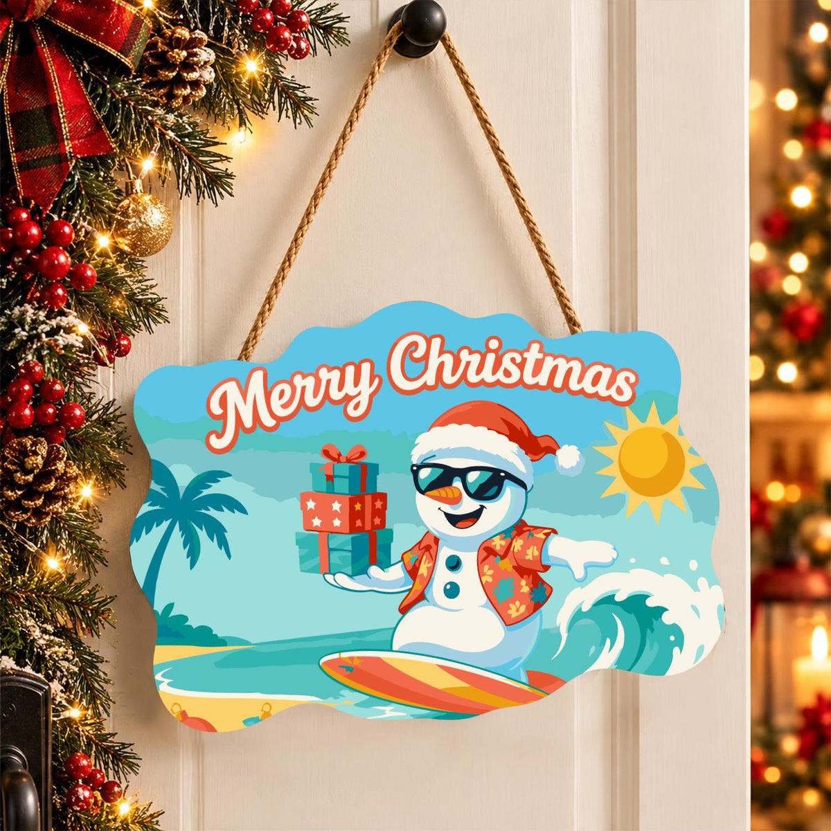 Wave-Riding Snowman Delivery paint by numbers hanging sign – image 16