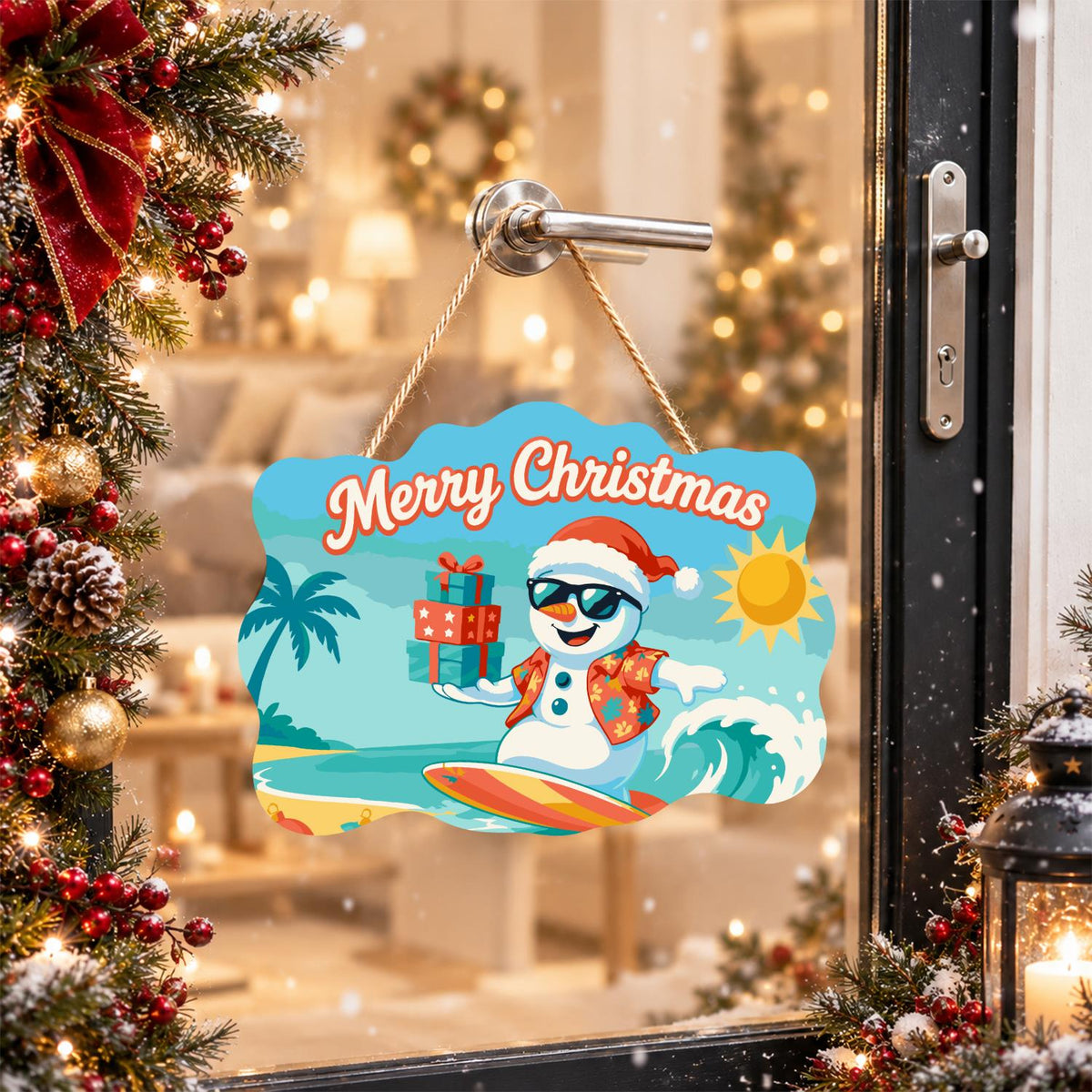 Wave-Riding Snowman Delivery paint by numbers hanging sign – image 17