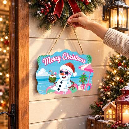 Snowman Floating with a Coconut paint by numbers hanging sign – image 14