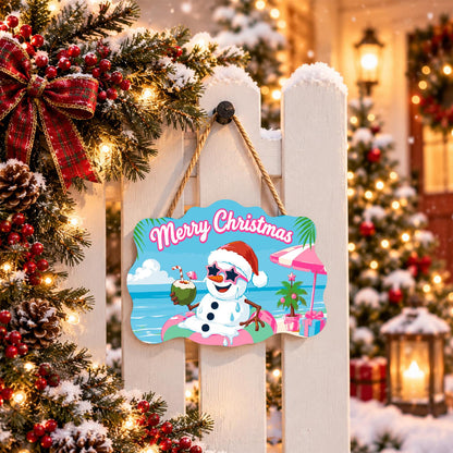Snowman Floating with a Coconut paint by numbers hanging sign – image 15