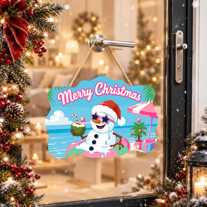Snowman Floating with a Coconut paint by numbers hanging sign – image 17
