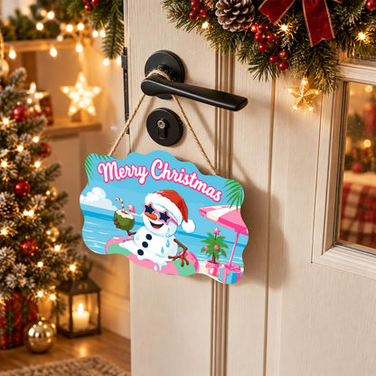 Snowman Floating with a Coconut paint by numbers hanging sign – image 18