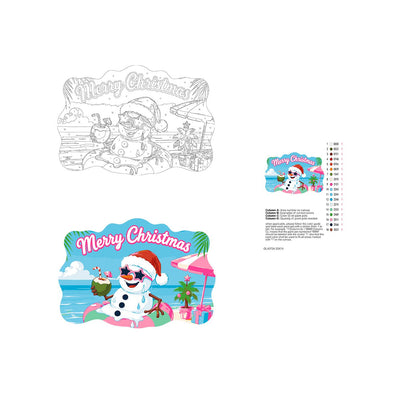 Snowman Floating with a Coconut paint by numbers hanging sign – image 19