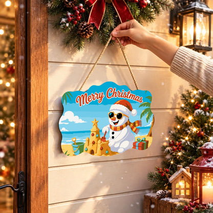 Sandcastle Snowman Christmas paint by numbers hanging sign – image 14