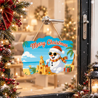 Sandcastle Snowman Christmas paint by numbers hanging sign – image 17