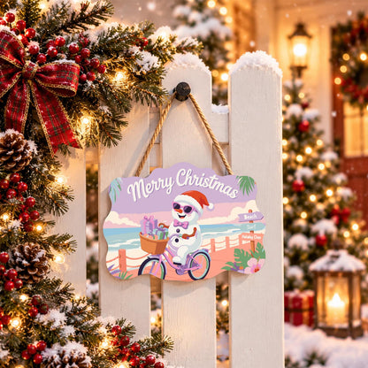 Snowman Cycling the Boardwalk paint by numbers hanging sign – image 15