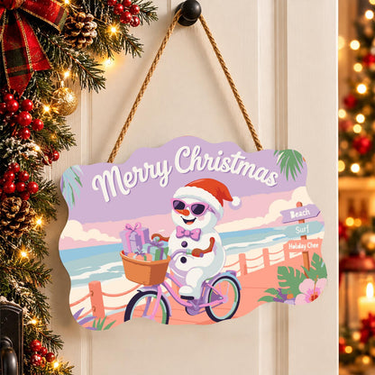 Snowman Cycling the Boardwalk paint by numbers hanging sign – image 16