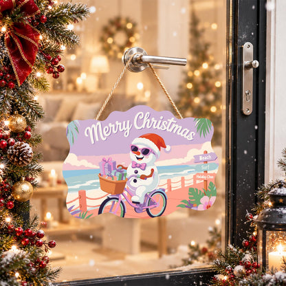 Snowman Cycling the Boardwalk paint by numbers hanging sign – image 17