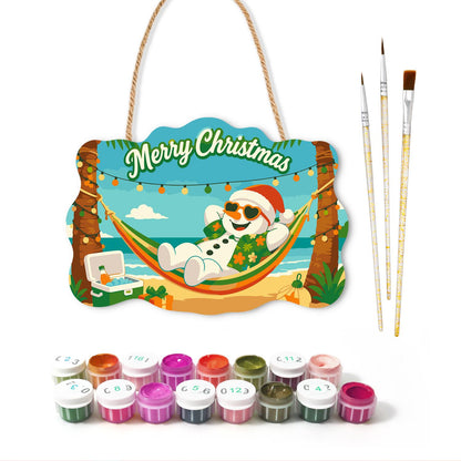Hammock Snowman Under Lights paint by numbers hanging sign – image 2