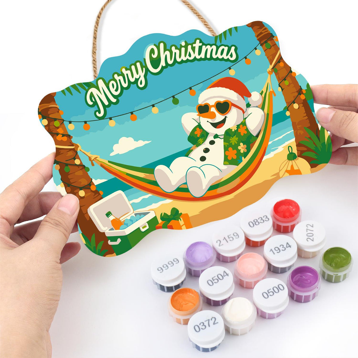 Hammock Snowman Under Lights paint by numbers hanging sign – image 9