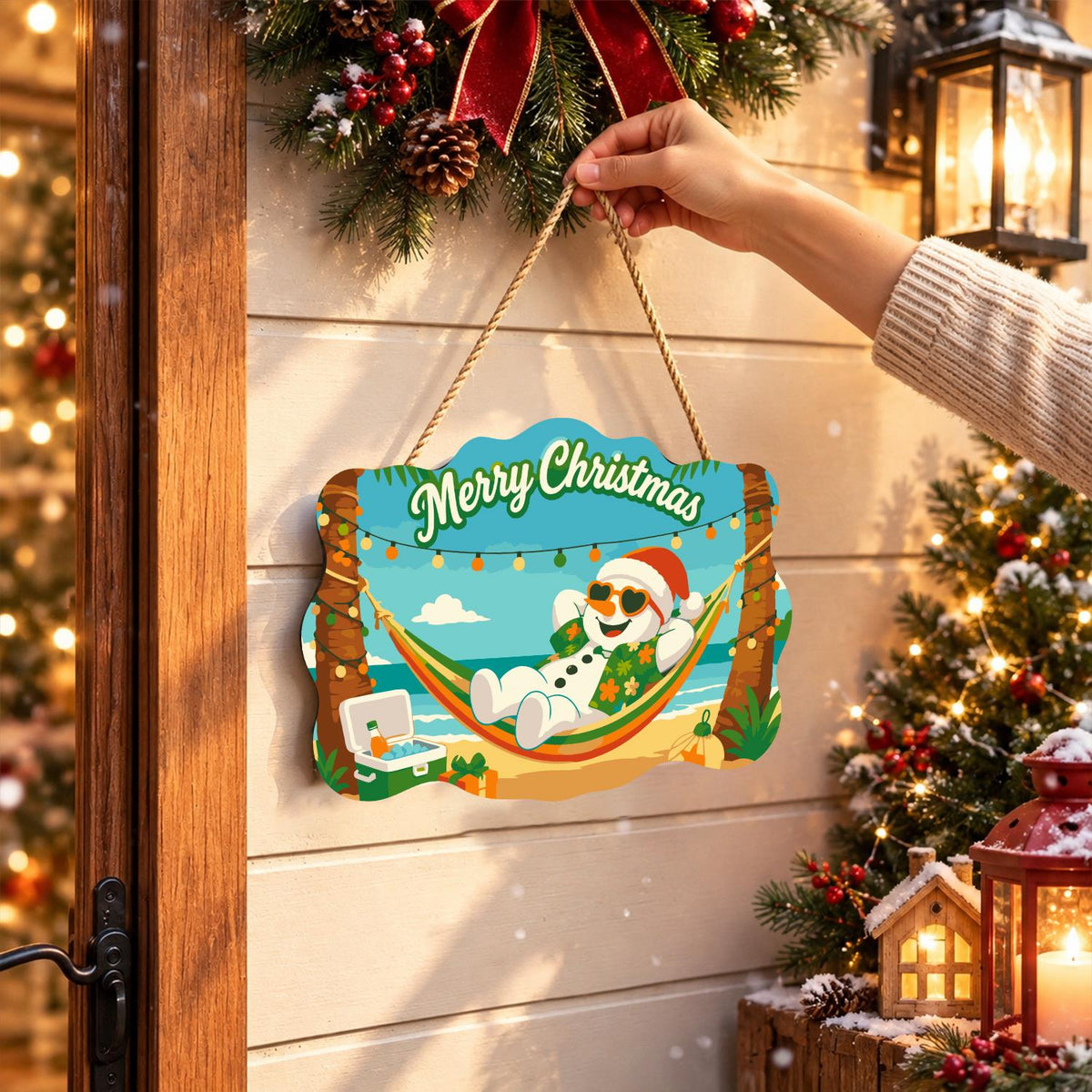 Hammock Snowman Under Lights paint by numbers hanging sign – image 14