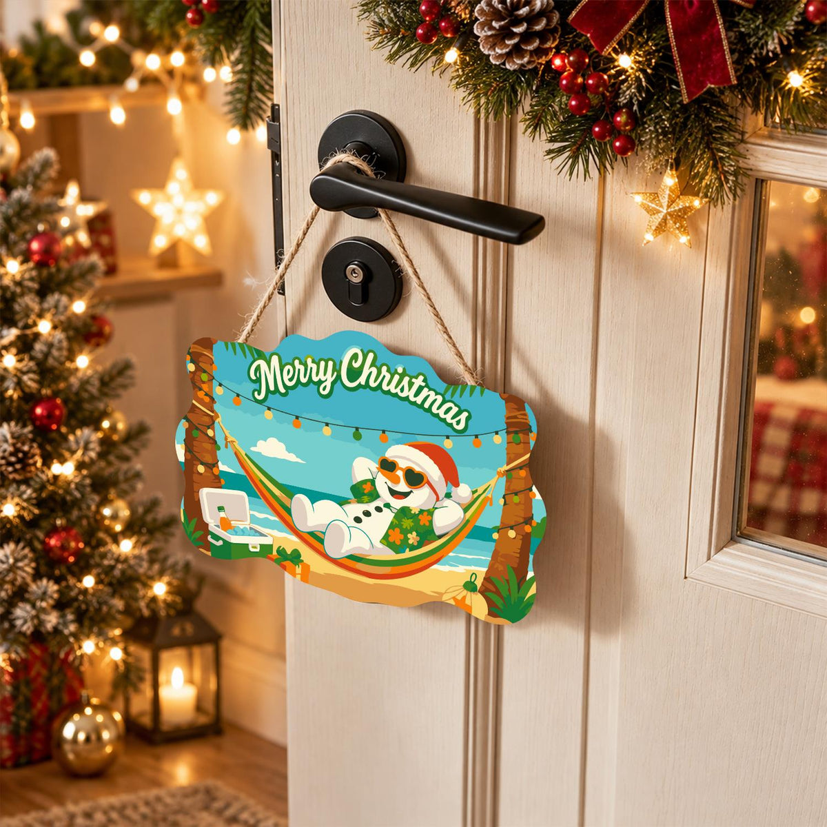 Hammock Snowman Under Lights paint by numbers hanging sign – image 18