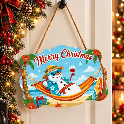 Straw Hat Snowman's Hammock Wine paint by numbers hanging sign – image 16