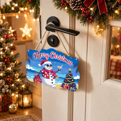 Pink Aloha Snowman by the Tree paint by numbers hanging sign – image 18