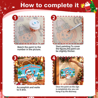 Picnic Basket Snowman Cheers paint by numbers hanging sign – image 6