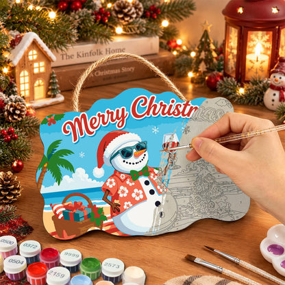 Picnic Basket Snowman Cheers paint by numbers hanging sign – image 7