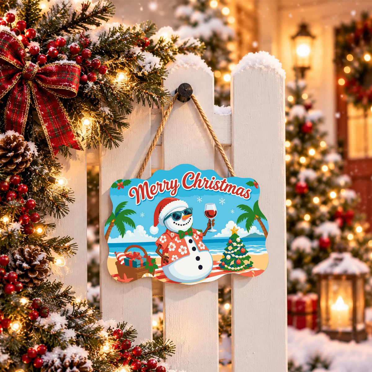 Picnic Basket Snowman Cheers paint by numbers hanging sign – image 15
