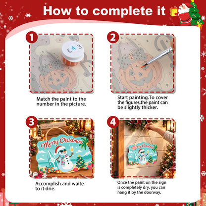 Surfboard Snowman's Bubbly Toast paint by numbers hanging sign – image 6