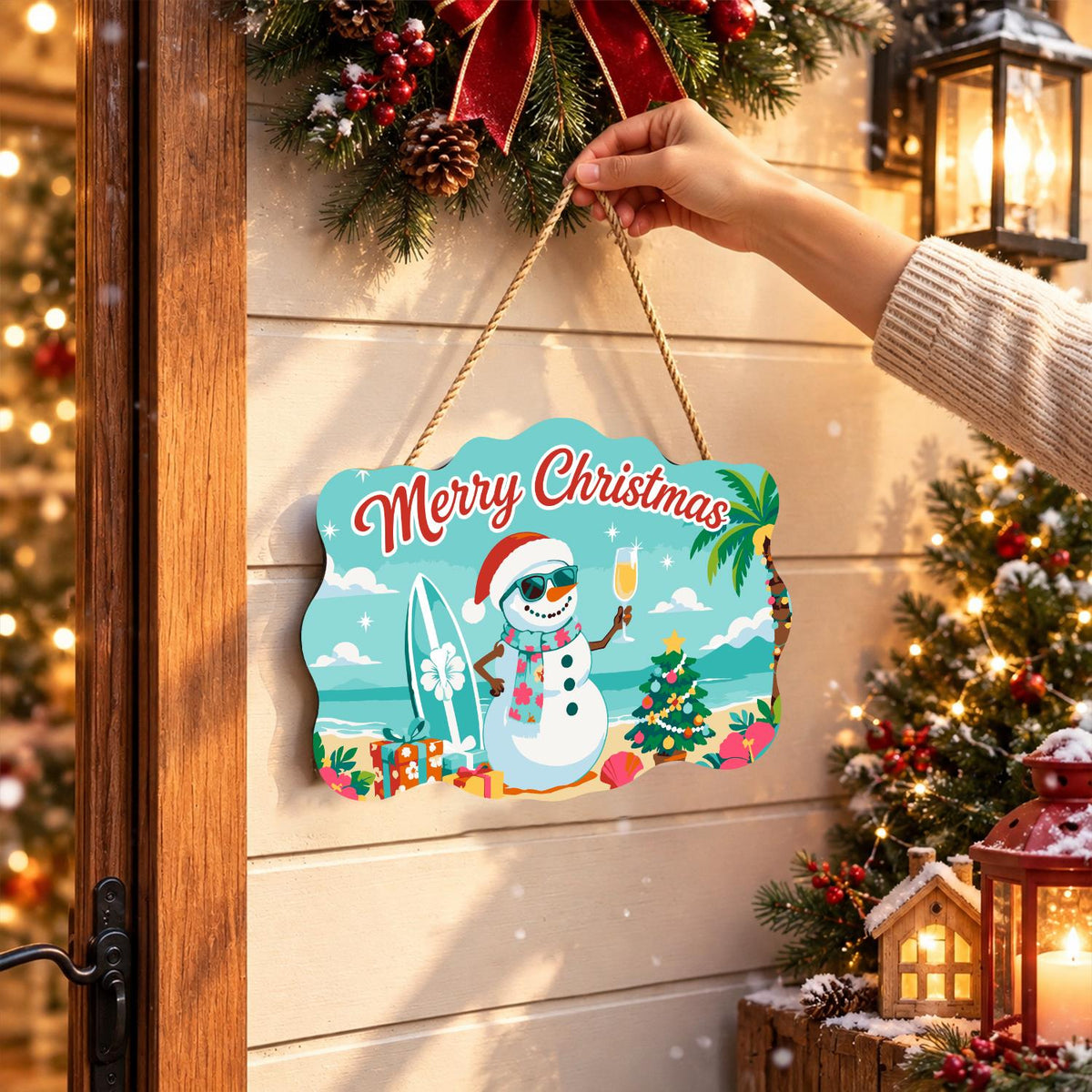 Surfboard Snowman's Bubbly Toast paint by numbers hanging sign – image 14