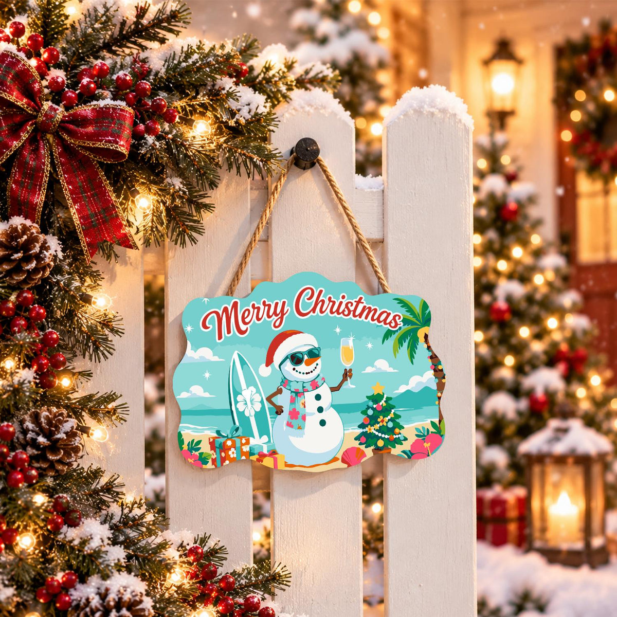 Surfboard Snowman's Bubbly Toast paint by numbers hanging sign – image 15