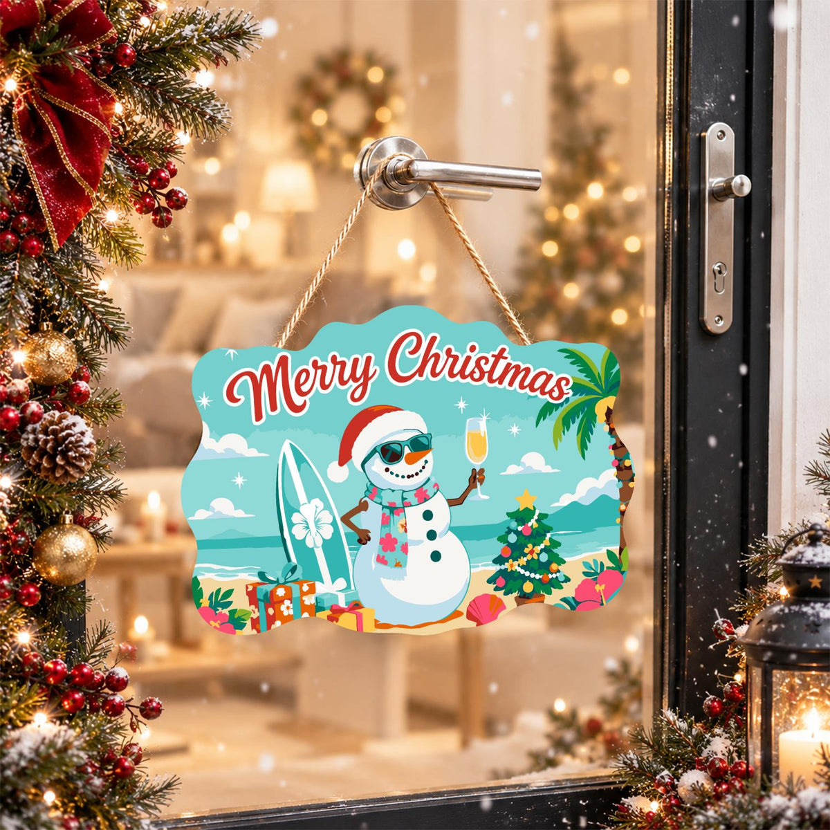 Surfboard Snowman's Bubbly Toast paint by numbers hanging sign – image 17