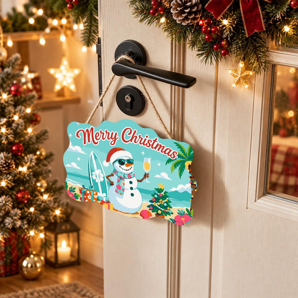 Surfboard Snowman's Bubbly Toast paint by numbers hanging sign – image 18