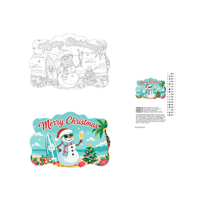 Surfboard Snowman's Bubbly Toast paint by numbers hanging sign – image 19