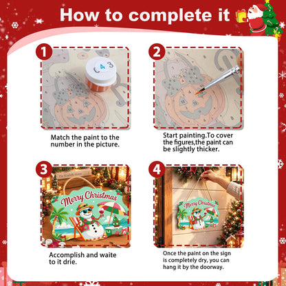 Lei-Wearing Snowman Sipping Wine paint by numbers hanging sign – image 6
