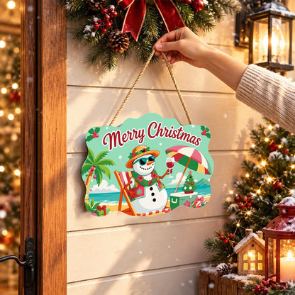 Lei-Wearing Snowman Sipping Wine paint by numbers hanging sign – image 14