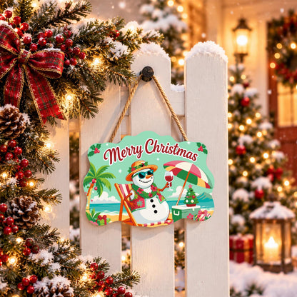 Lei-Wearing Snowman Sipping Wine paint by numbers hanging sign – image 15