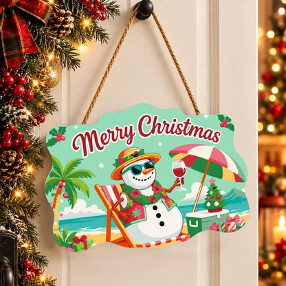 Lei-Wearing Snowman Sipping Wine paint by numbers hanging sign – image 16