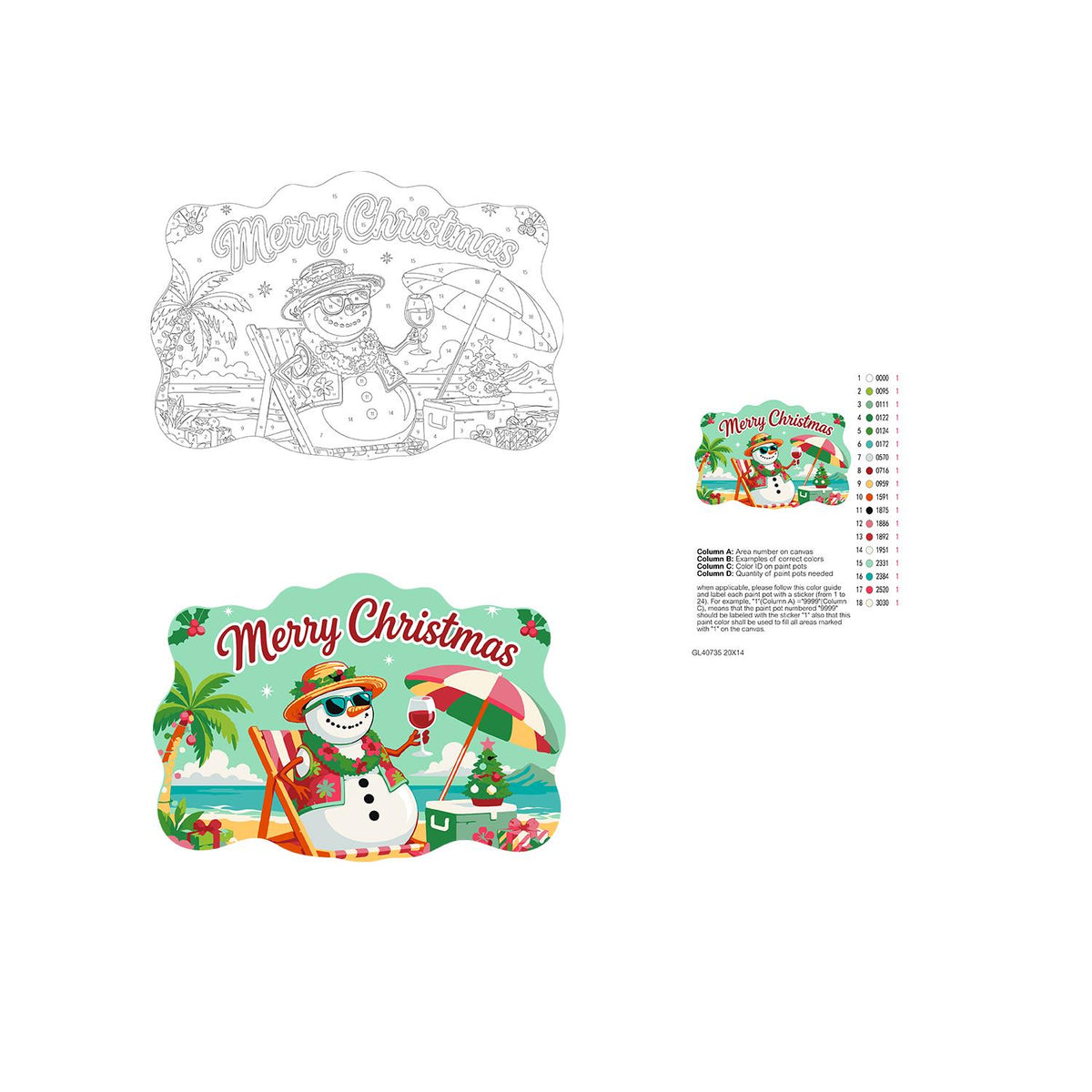 Lei-Wearing Snowman Sipping Wine paint by numbers hanging sign – image 19