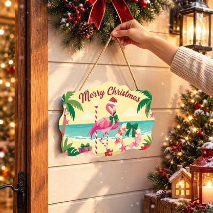 Shell Wreath Flamingo Christmas paint by numbers hanging sign – image 14