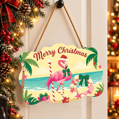 Shell Wreath Flamingo Christmas paint by numbers hanging sign – image 16