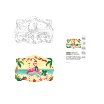 Shell Wreath Flamingo Christmas paint by numbers hanging sign – image 19