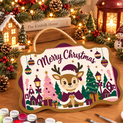 Plum Cloak Reindeer in Village paint by numbers hanging sign – image 8