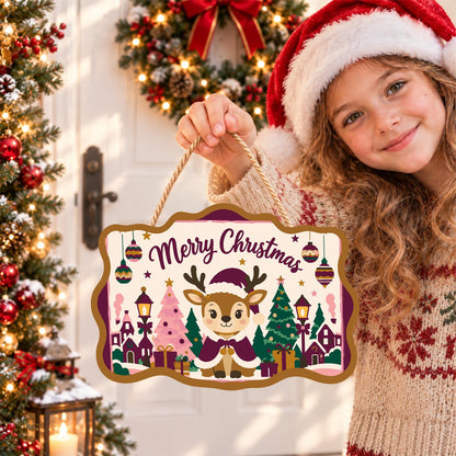 Plum Cloak Reindeer in Village paint by numbers hanging sign – image 13