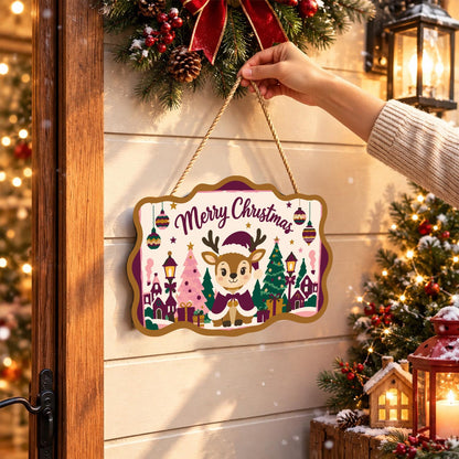 Plum Cloak Reindeer in Village paint by numbers hanging sign – image 14