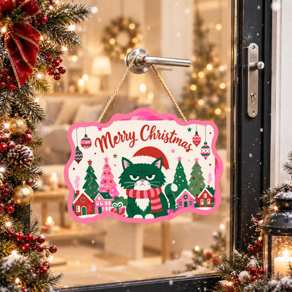 Scowling Black Cat Christmas paint by numbers hanging sign – image 17