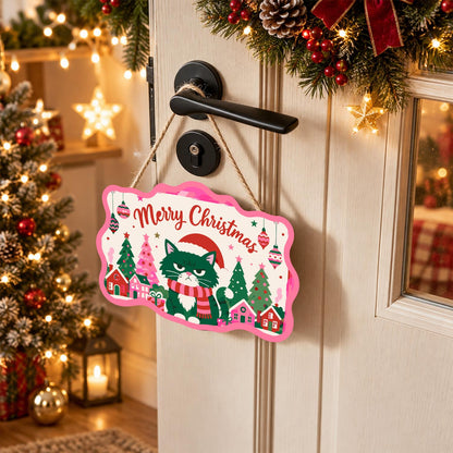 Scowling Black Cat Christmas paint by numbers hanging sign – image 18