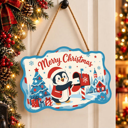 Penguin at the Red Mailbox paint by numbers hanging sign – image 16