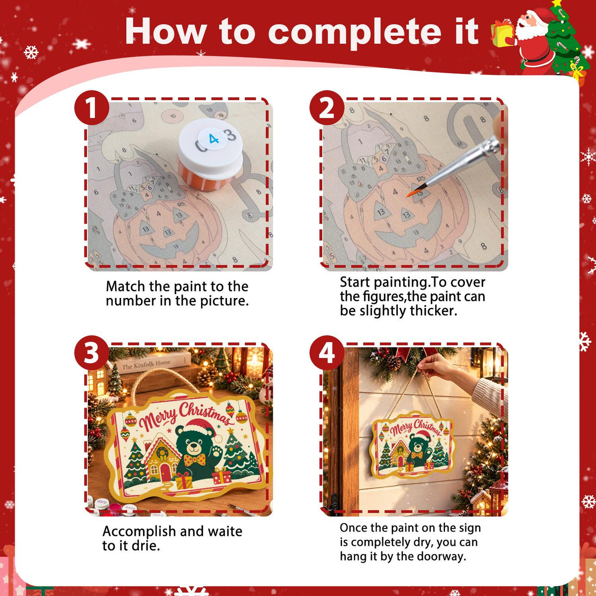 Bow Tie Bear's Gingerbread Wave paint by numbers hanging sign – image 6
