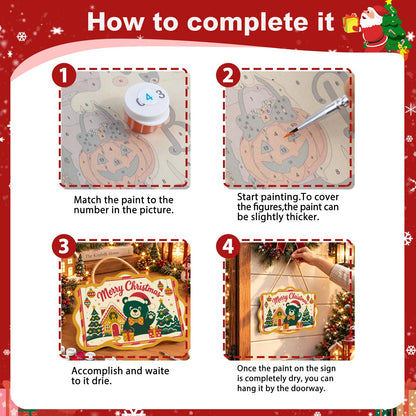 Bow Tie Bear's Gingerbread Wave paint by numbers hanging sign – image 6