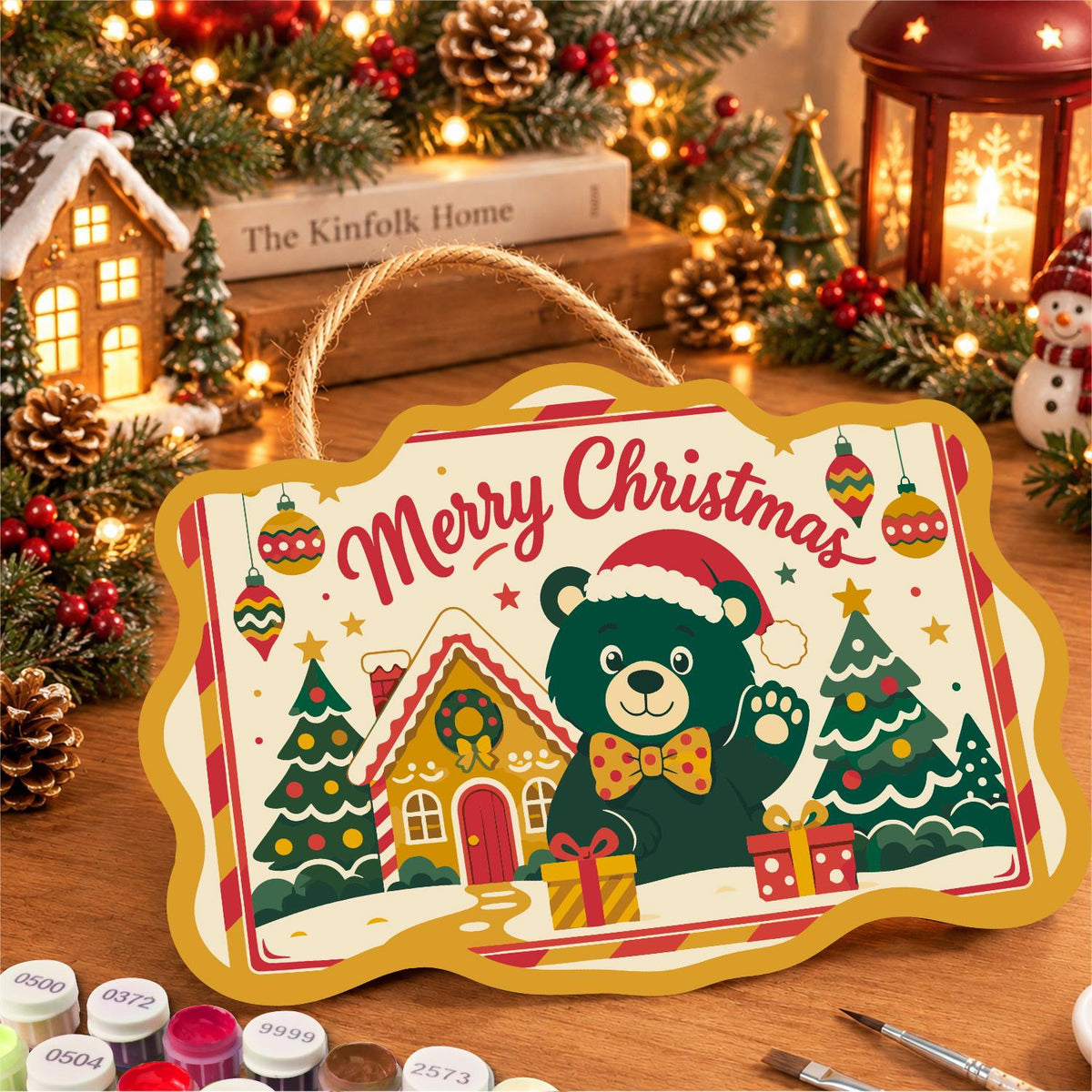 Bow Tie Bear's Gingerbread Wave paint by numbers hanging sign – image 8