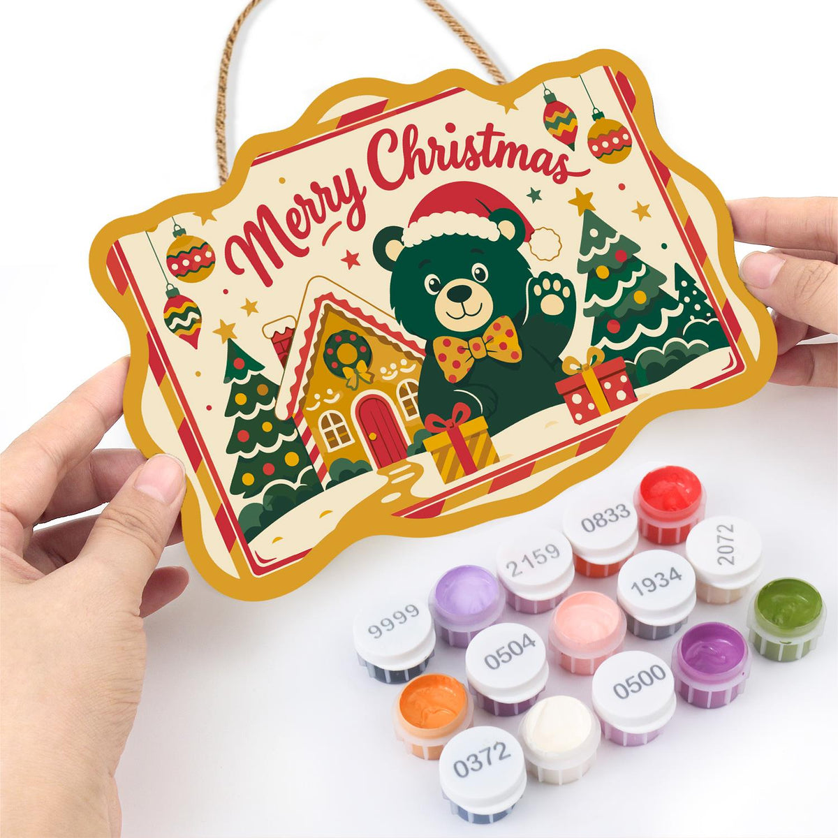 Bow Tie Bear's Gingerbread Wave paint by numbers hanging sign – image 9