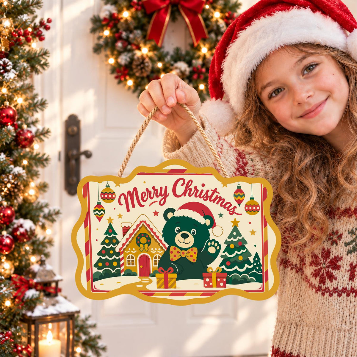 Bow Tie Bear's Gingerbread Wave paint by numbers hanging sign – image 13
