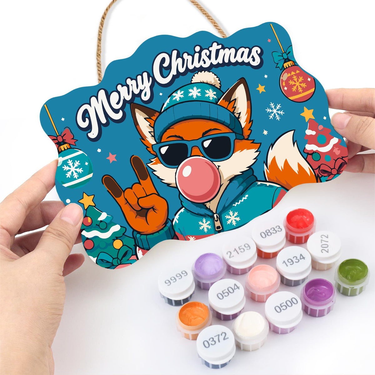 Bubble Gum Fox in Shades paint by numbers hanging sign – image 9
